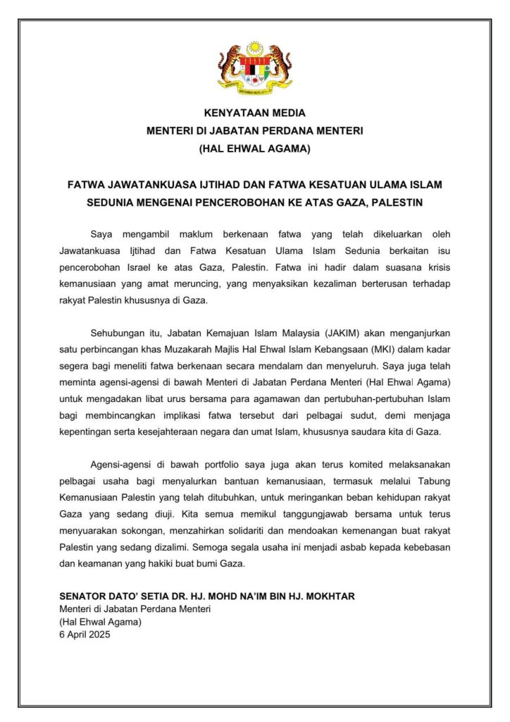 Pemerintah Malaysia akan kumpulkan ulama dan ormas bahas fatwa jihad lawan Israel 1 malaysia